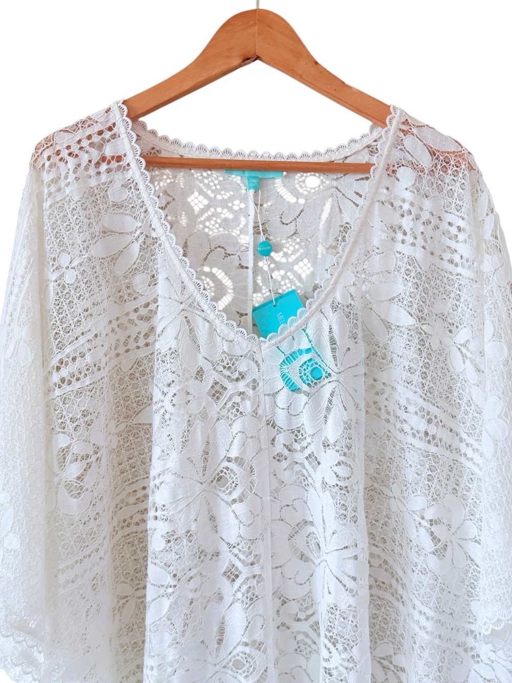 MELISSA ODABASH Nicki Lace Kaftan Beach Cover UP White SIZE OS NEW - Picture 6 of 9
